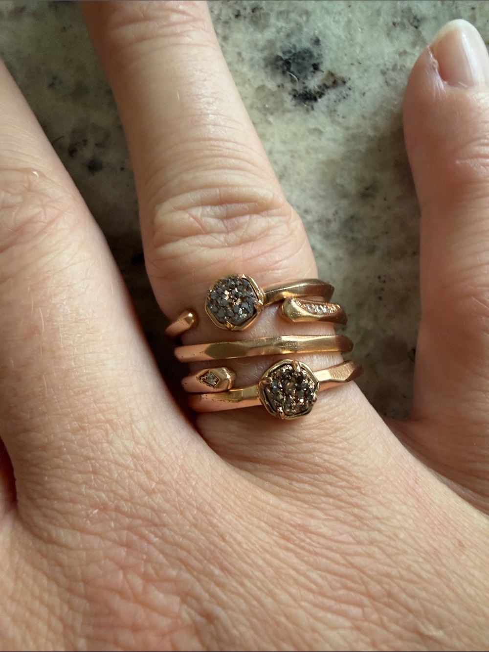 Kendra Scott Rose Gold Druzy Stackable Ring Set - Women Jewelry